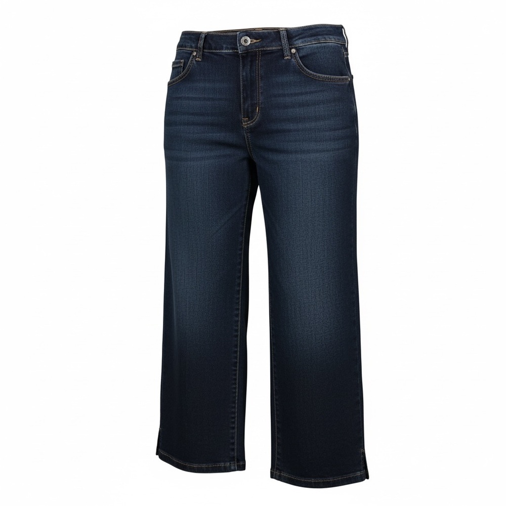 Croft and Barrow Dark Wash Wide Leg Crop Jeans Womens Size 12 Stretch Denim Chic